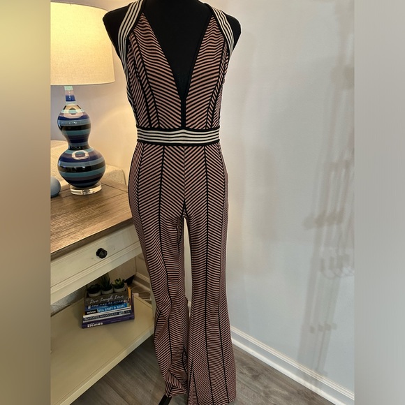 Arestta Pants - Arestta Plunging V-Neck Jumpsuit - Size P